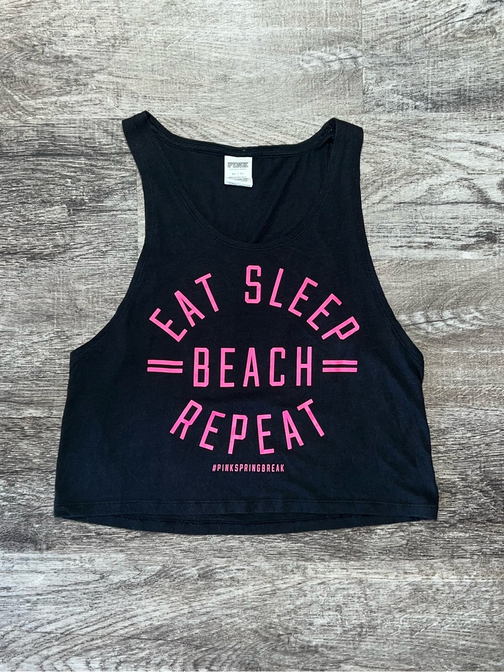 PINK Victoria's Secret Black Cropped Beach Summer Tank Top Women’s Size XS